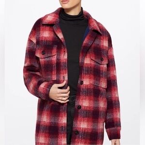 Sanctuary Town Fuzzy Shacket/Jacket | Burgundy Plaid | XL | NWT